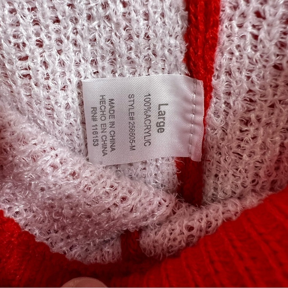 POOF! Merry Christmas Knit Bow Print Red Leggings NWOT Size L - Picture 11 of 11